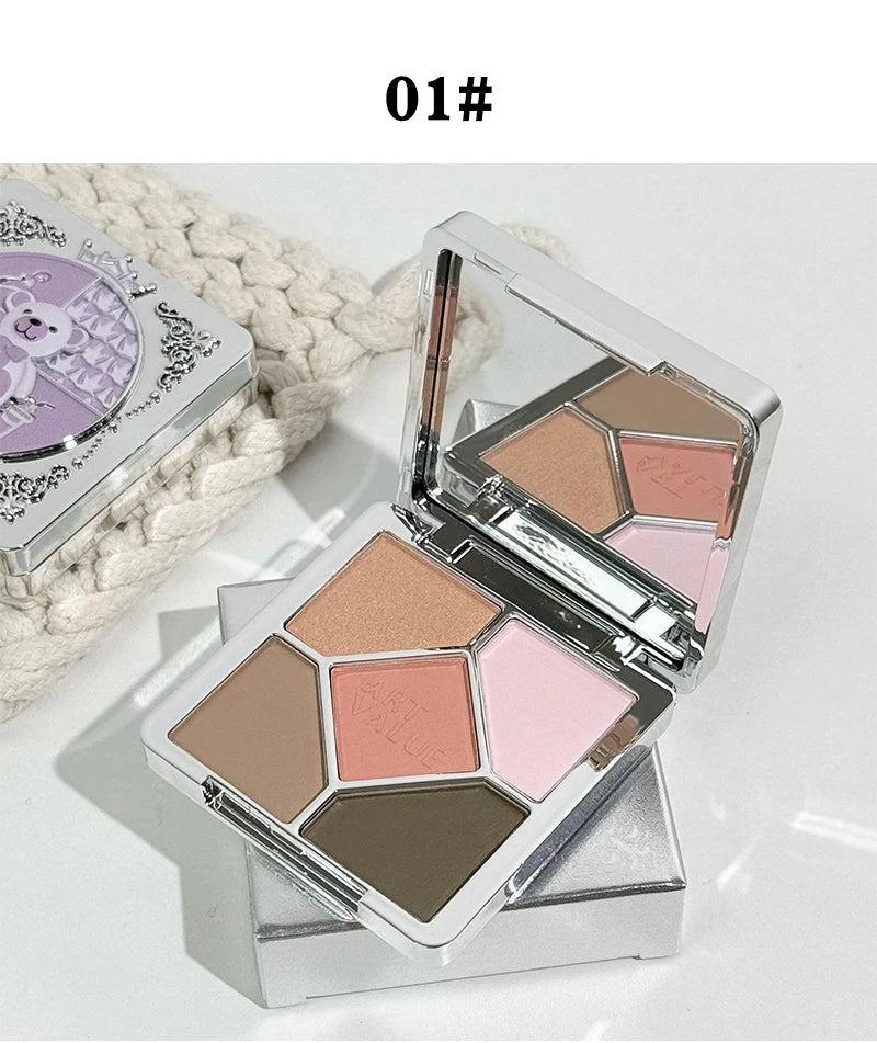 5 Colors Eyeshadow Palette Purple Glitter Pearlescent Matte Eye Shadow Shimmer Makeup Long Lasting Women Beauty Eye Cosmetics