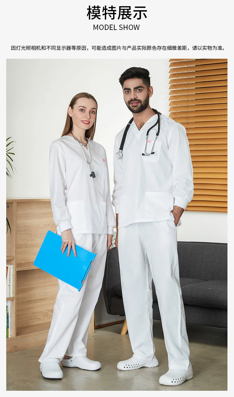 Long Sleeve Medical Uniforms Women Men Scrubs Sets Hospital Surgery Suits Doctors Nurses Accessorires Dental Clinic Work Clothes