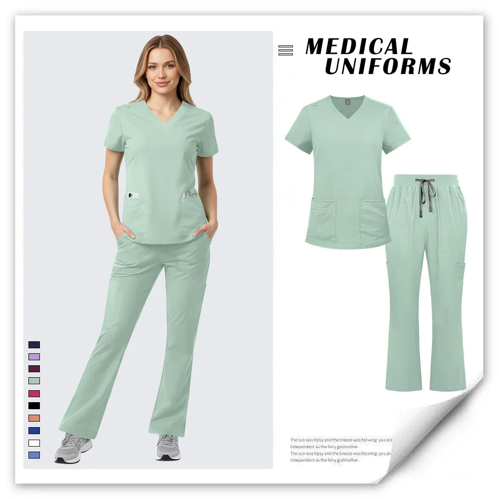 New Hospital Doctor Scrubs Set Nurse Accessories Beauty Spa Pet Workwear Women Medical Surgical Uniform Dental Clinic Clothes