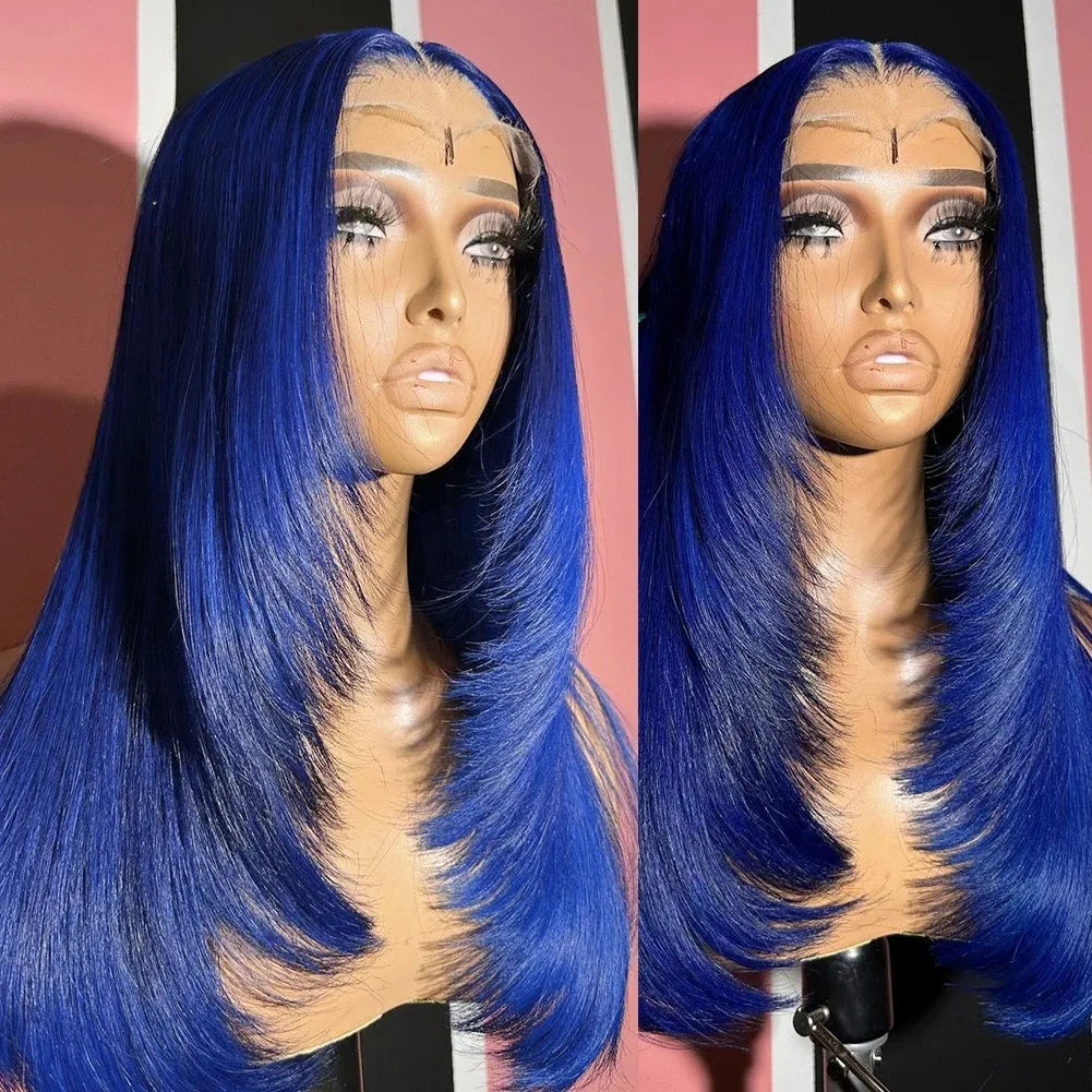 Highlight Black White Layered Lace Front Wig 13x4 Glueless