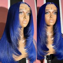 Highlight Black White Layered Lace Front Wig 13x4 Glueless