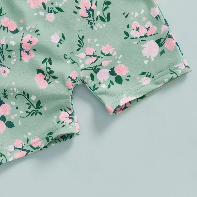 Toddler Children Baby Girl Long Sleeve Swimsuit Floral Print Half Zipper Non-Pilling Rash Guard Swimwear Sunhat Sets