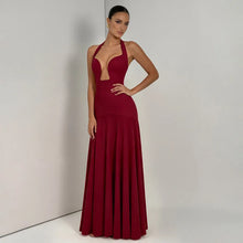 2026 NEW Summer Women Halter Front Cut Out V Neck Bodycon Maxi Dress Sleeveless Sexy Elegant Club Evening Party Long Dress
