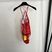2026 Fashion Design Women's Red Scarf Sling Swimsuits Classic Brand Lady Scarf Bikini Sets with Letter Signature Logo