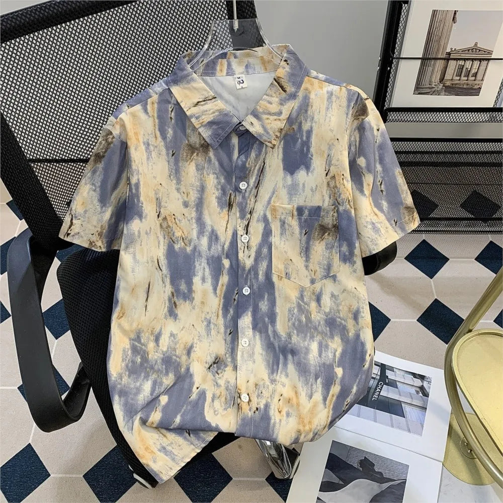 T-shirt décontracté pour homme 2026, manches courtes, haut pour homme, style quotidien, polyvalent, imprimé dégradé