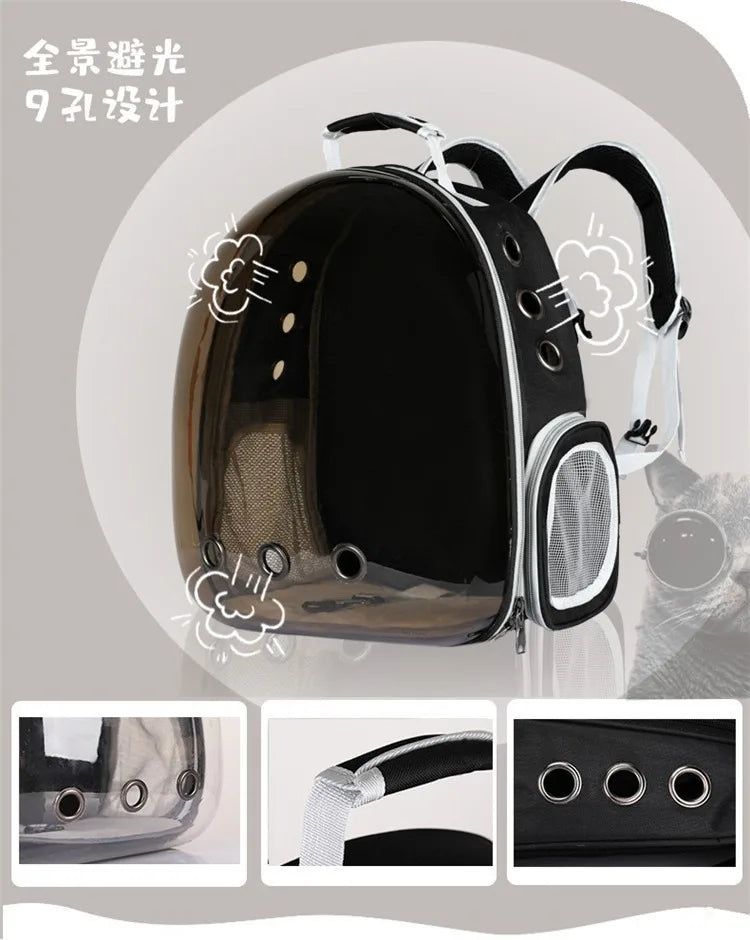 Pet carrying bag space  Space capsule dual-shoulder backpack  Breathable transparent backpack  Cat and dog transportation bag