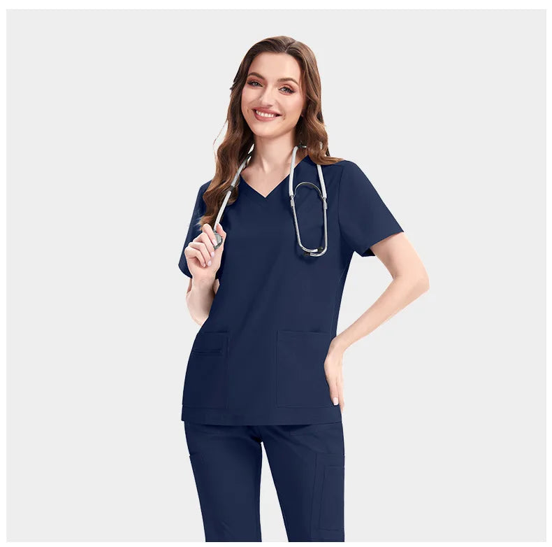 New Slim Fit Women Scrubs Sets Woman Medical Uniforms Nurses Accessories Clinic Beauty Salon Spa Pet Shop Workwear Clothing