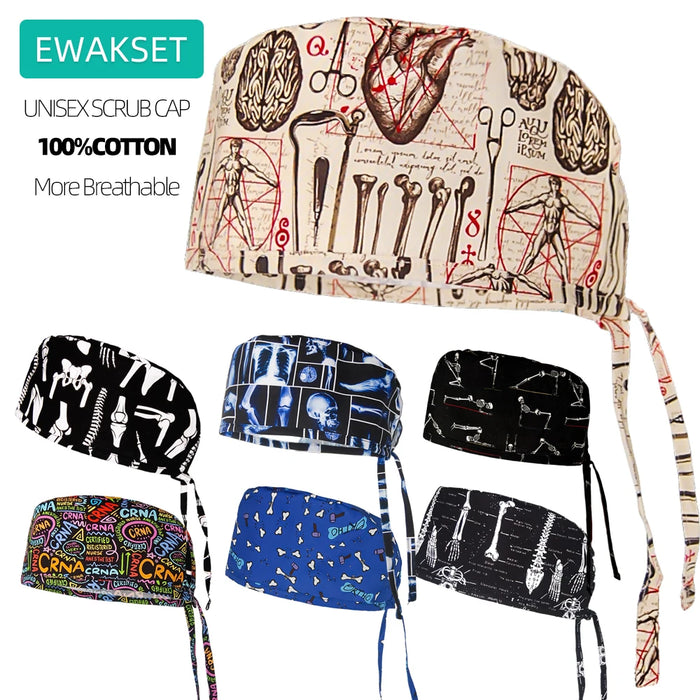 Cotton Unisex Scrub Cap with Sweatband Adjustable Surgical Cap for Women Men Doctor Nurse Clinic Hospital orthopedics Hat