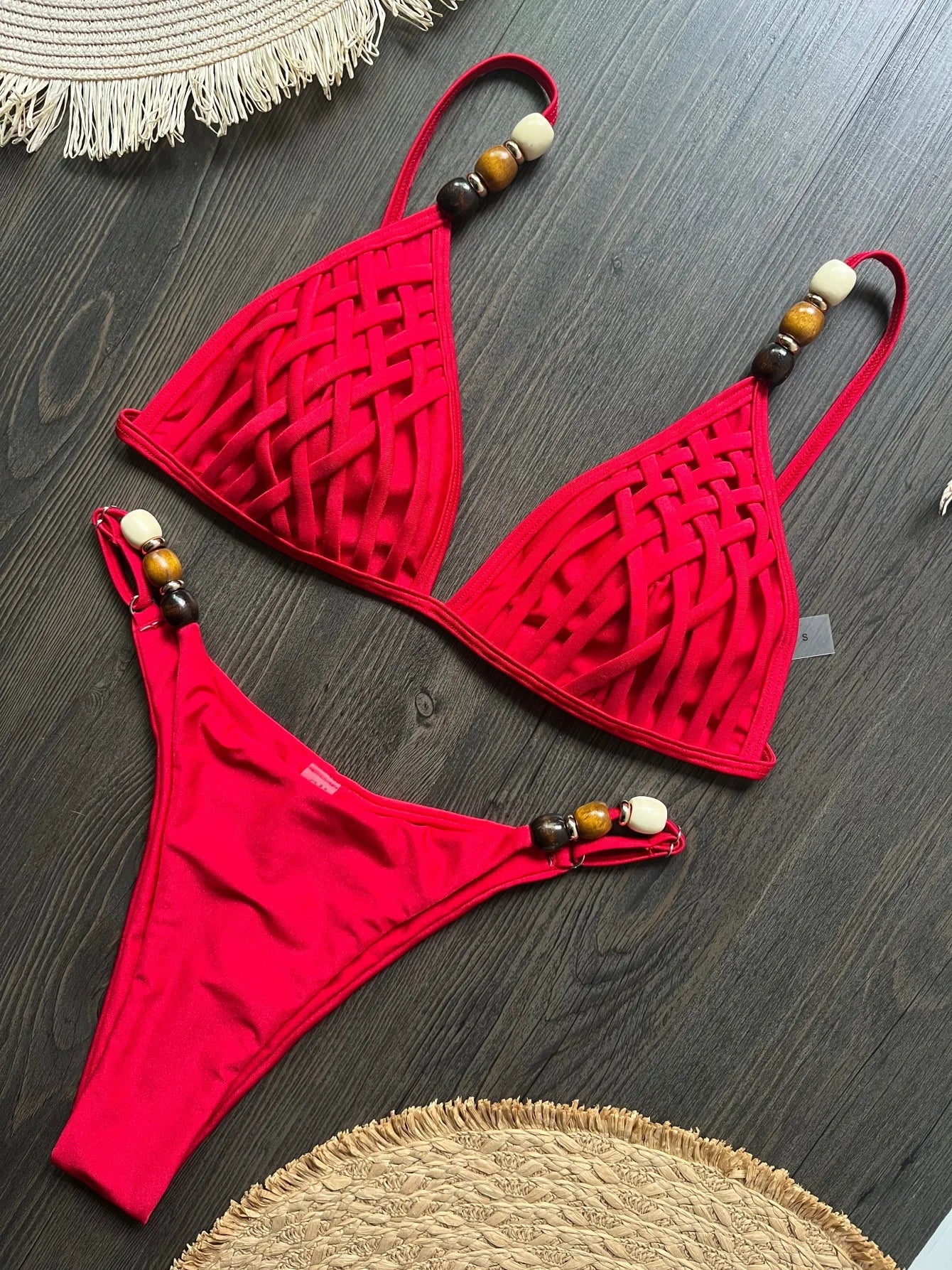Pearls Strap Bikini Set Women Push Up Brazilian Swimsuit