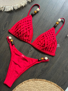 Pearls Strap Bikini Set Women Push Up Brazilian Swimsuit