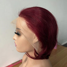 Premium 99J Straight Haman Hair 13x4 Ear To Ear Lace Frontal Wigs for Women #4 150% Density 8inches Brazilian Remy Hair Wigs