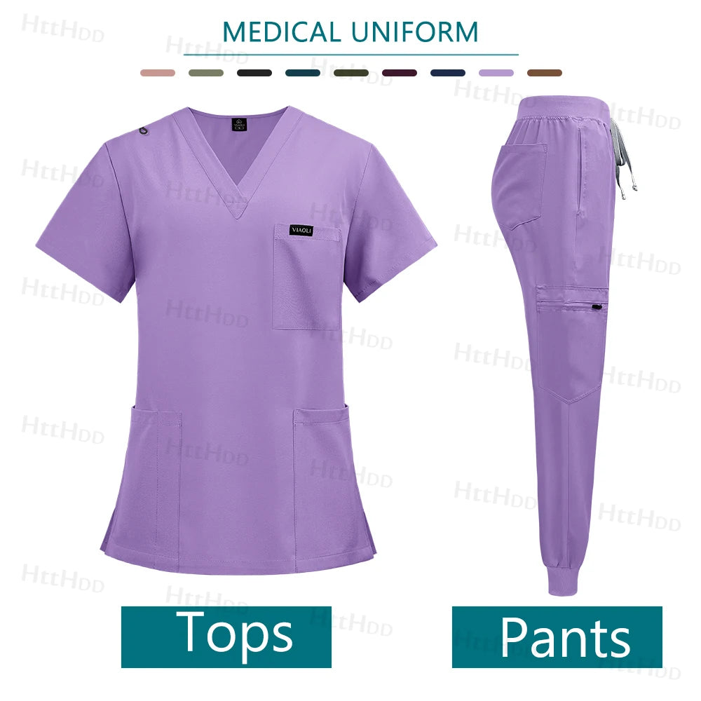 Mens Scrubs Uniform Work Gowns Woman Doctor Surgical Gown Wholesale Scrub Sets Beauty Salon Pharmacy Pet Store Uniforms Top Pant