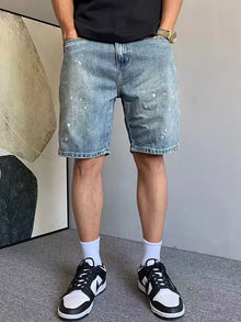 Men's Summer American High Street Denim Shorts Slim Fit 5-Point Casual Mid Pants Fashion Y1Y2 Style Cross-Border Hot Sale