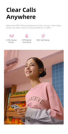 Baseus Bass BS2 Lite True Wireless Earbuds Bluetooth 6.0 Semi-in-Ear Earphones 2-Mic AI ENC 40H Playtime IP55 SuperBass Ear buds