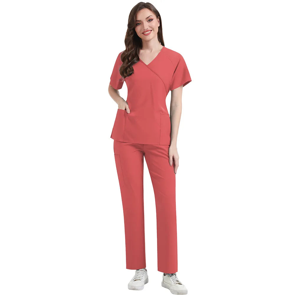 Slim Fit Women Scrubs Sets Hospital Medical Uniforms Nurses Accessories Dental Clinic Beauty Salon Spa Pet Lab Workwear Clothes