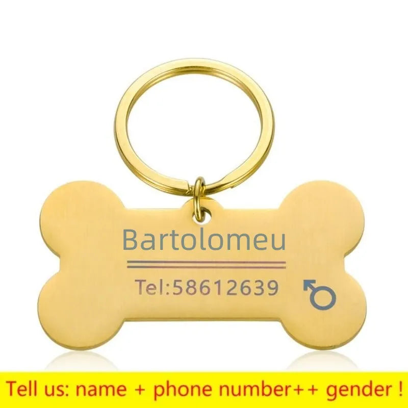 Personalized Engraved Pet ID Name Cat Dog Pet ID Anti-lost Tag Pendant for Cat Puppy Dog Collar Tag Keyring Bone Pet Accessories