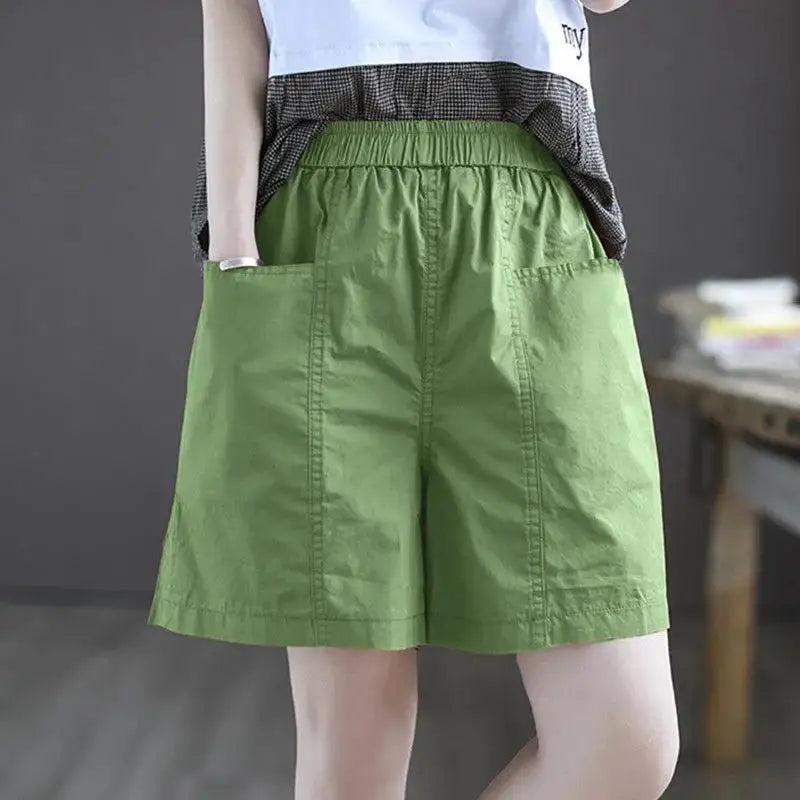 100 Percent Cotton Women Shorts High Waist Pockets Gym Yoga