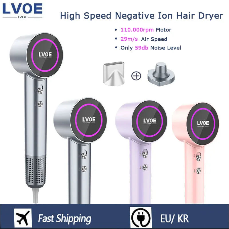 High Speed Anion Hair Dryer Wind 65m/s 1600W 2 Minute Quick Dry Professional Hair Care Negative Ionic Blow Dryer