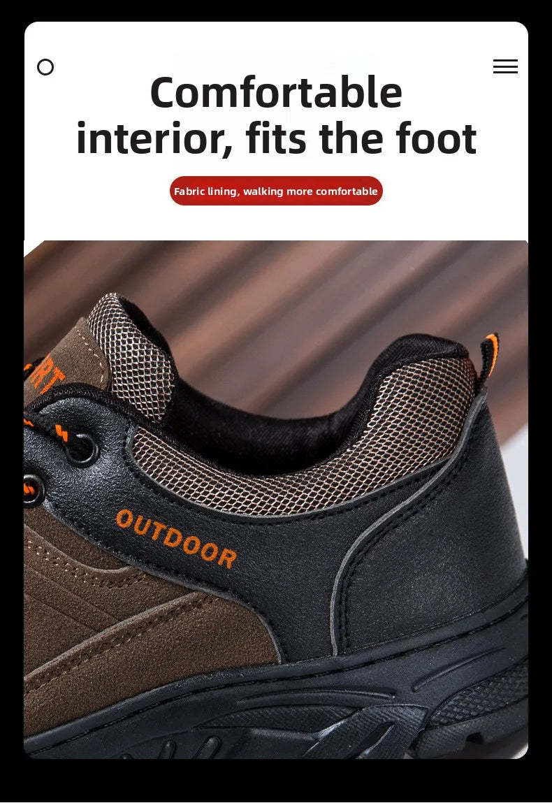 Outdoor Climbing Shoes Men's Trendy Flat Work Shoes Casual Sports Style New Model Comfortable Warmth Synthetic Leather Upgraded