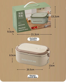 304 Stainless Steel Electric Lunch Box Constant Temperature Heated Lunch Box Plug-in 1.2L Double Chamber Water-Free Lunch Box