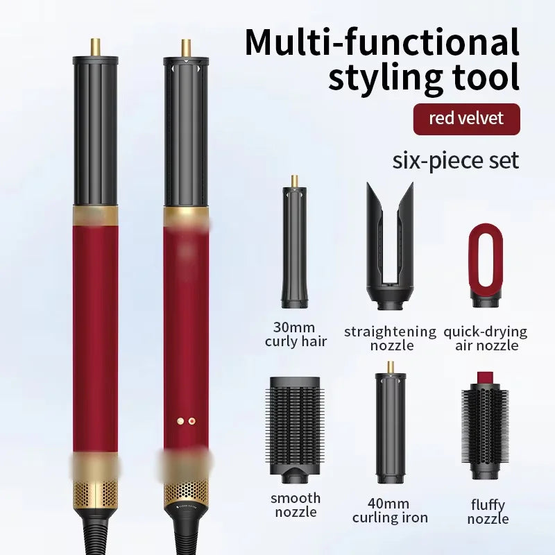 1700W 6 in 1 Hot Air Hair Styler150000RPM Auto-Curling BarrelStraightening BrushNegative Ion Fast Dry Nozzle Hair Dryer 110V/220