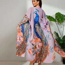 European and American Retro Loose-Fitting Plus-Size Mid-Length Kimono Cardigan Summer Beach Sun Protection Cover-Up Bikini Swimsuit Outerwear Yukata Loose Cardigan Outerwear