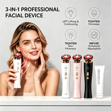 3 in 1 Red Light Handle Facial Device Portable V Shaped Face Lifting Slimming Massager for Neck Skin Tightening Anti-Aging Skincare Tool For Women Travel Home Use Gift