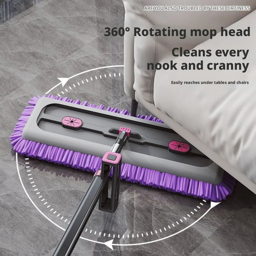 Hands-Free Self-Wringing Chenille Flat Mop, 360° Rotating Household Lazy Mop