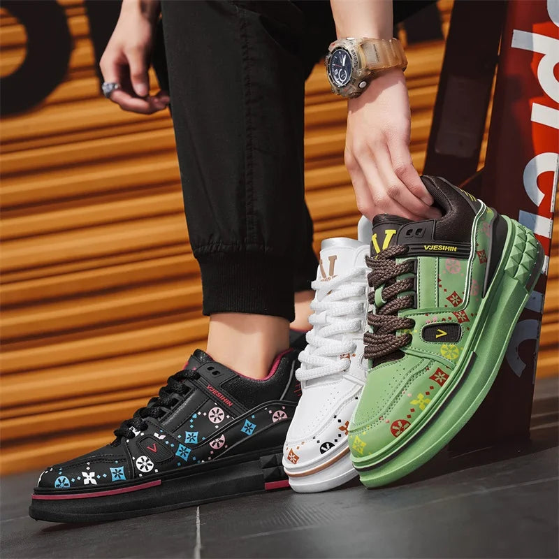 Sneaker Casual Men Designer Easy Matching Board Shoes Fashion Microfiber Leather Breathable Height Increased Flat Platform Shoes