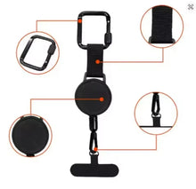Retractable Anti-Theft Phone Holder Smartphone Safety Lanyard Stra with Carabiner Anti-Drop Harness for Hiking Cycling Climbing
