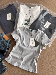 Korean Style Slim Fit Short Sleeve Cotton Blend Tee Women