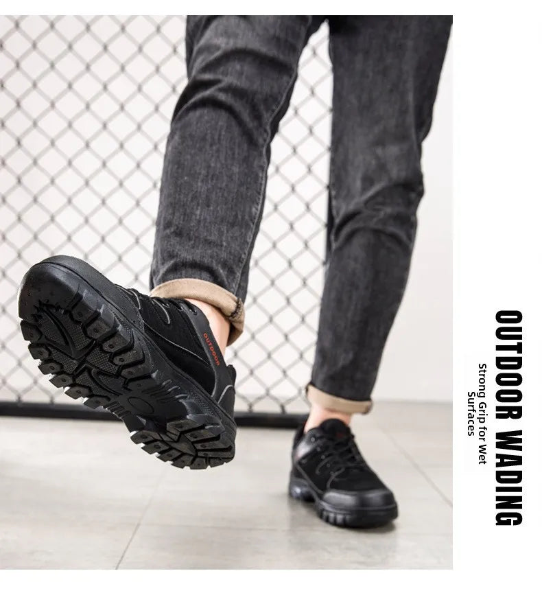 Outdoor Climbing Shoes Men's Trendy Flat Work Shoes Casual Sports Style New Model Comfortable Warmth Synthetic Leather Upgraded