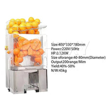 Commercial Orange Juicer Machine 120W Automatic Juice Extractor Stainless Steel Orange Squeezer 20 Oranges/Minute