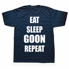 T-shirt graphique amusant Eat Sleep Goon Repeat pour hommes et femmes, pur coton, t-shirt humoristique streetwear à manches courtes, vêtement unisexe ample