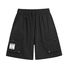 Men's High Street Cargo Shorts Lightweight Breathable Solid Color Drawstring Waist Big Pockets Shorts Casual Summer Short Pants