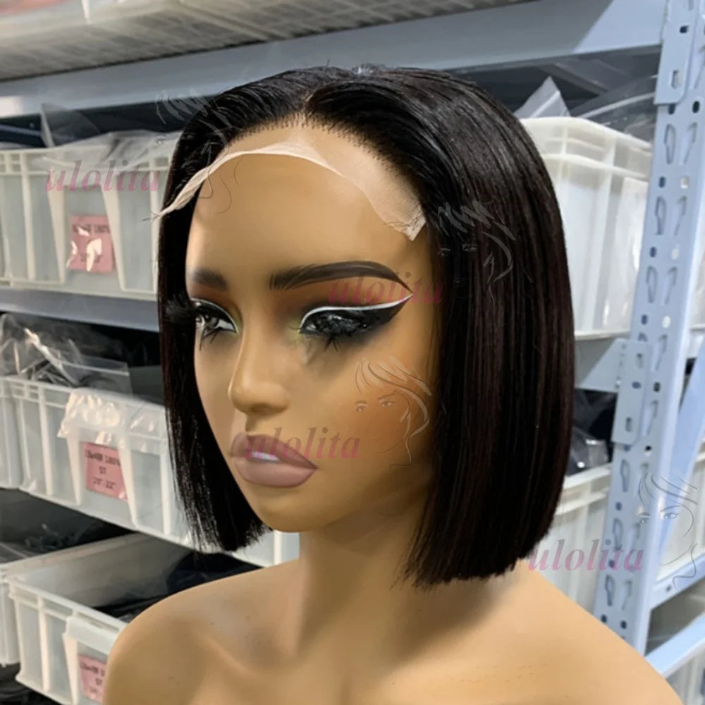 Super Double Drawn BOB Glueless Bone Straight Vietnamese Hair Wigs 8 Inch 13x4 Lace Frontal Wig 2x6 4x4 5x5 Closure Wig