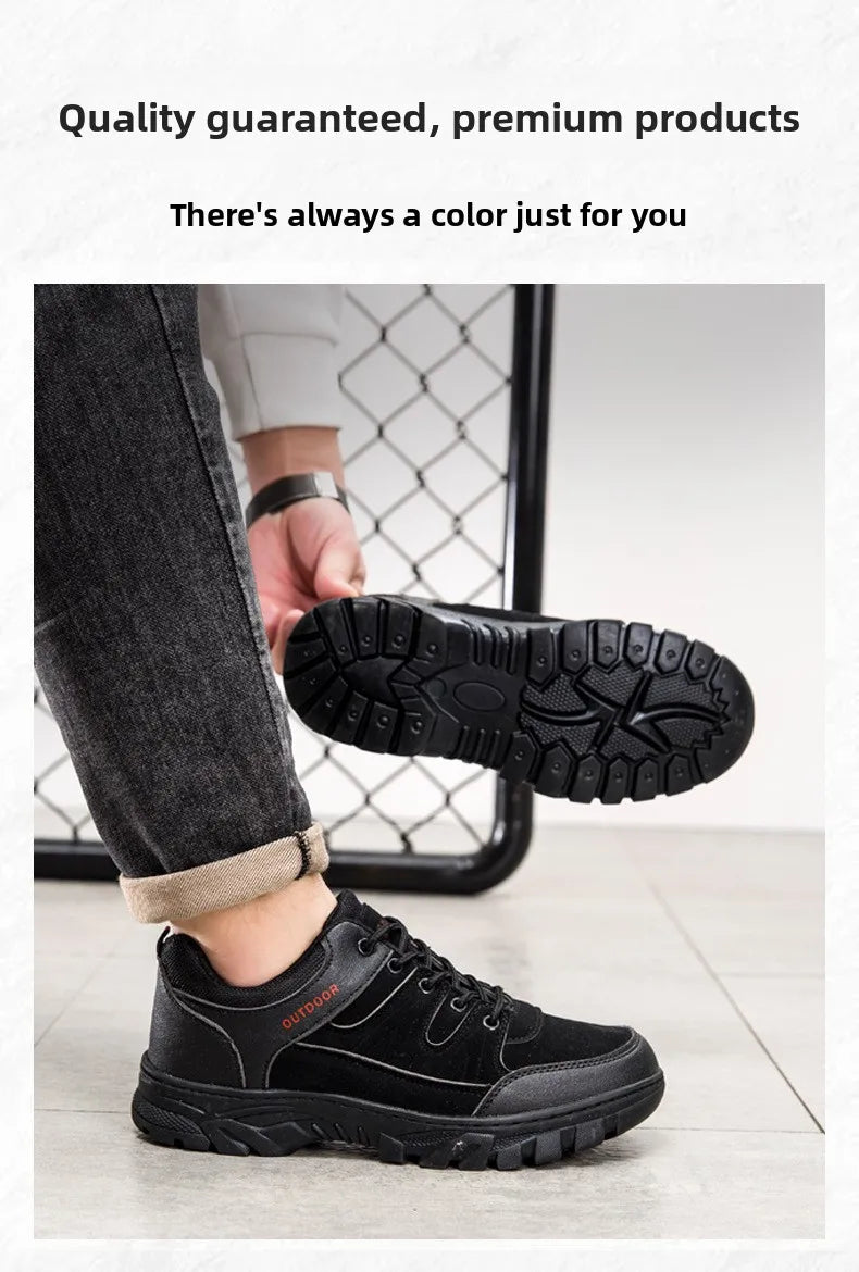 Outdoor Climbing Shoes Men's Trendy Flat Work Shoes Casual Sports Style New Model Comfortable Warmth Synthetic Leather Upgraded