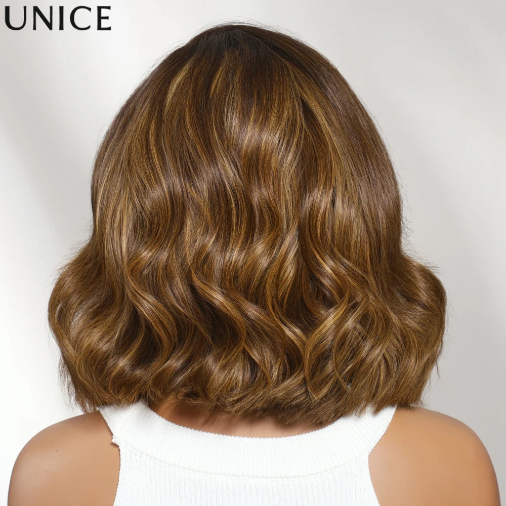 UNice No Slip Cap 13x4 Lace Frontal Bob Wig Chocolate Brown