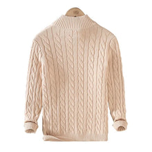 pure Cotton Sweaters Men's High Quality Autumn Cable Knit Christmas Sweater With Zipper Turtleneck Pullovers Zipper Pull Homme