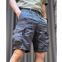 Big Pocket Men's Cargo Shorts Casual Work Pants Loose Fit High Street Short Pants Clothing Drawstring Sports Male Outfit Shorts