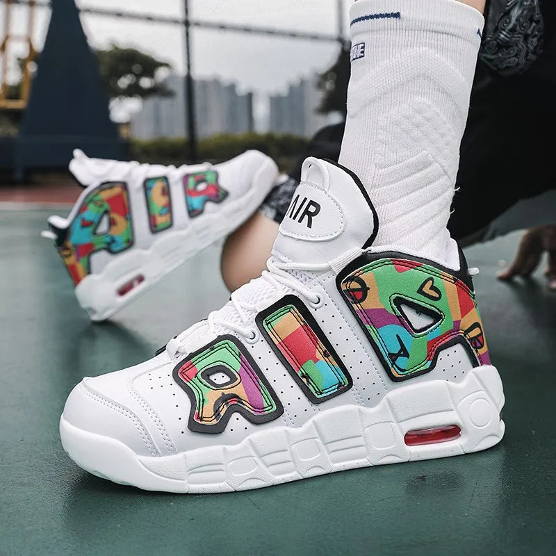 Men's Brand Palm Air Cushion Basketball Boots Basket Casual Mid-Top Trendy Designer Outdoor Sports Sneakers Large Size Men Shoes