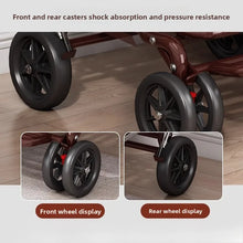 Foldable Shopping Cart with Seat 4 Wheel Walker Push Cart Large Capacity Grocery Trolley for Elderly Outdoor Mobility
