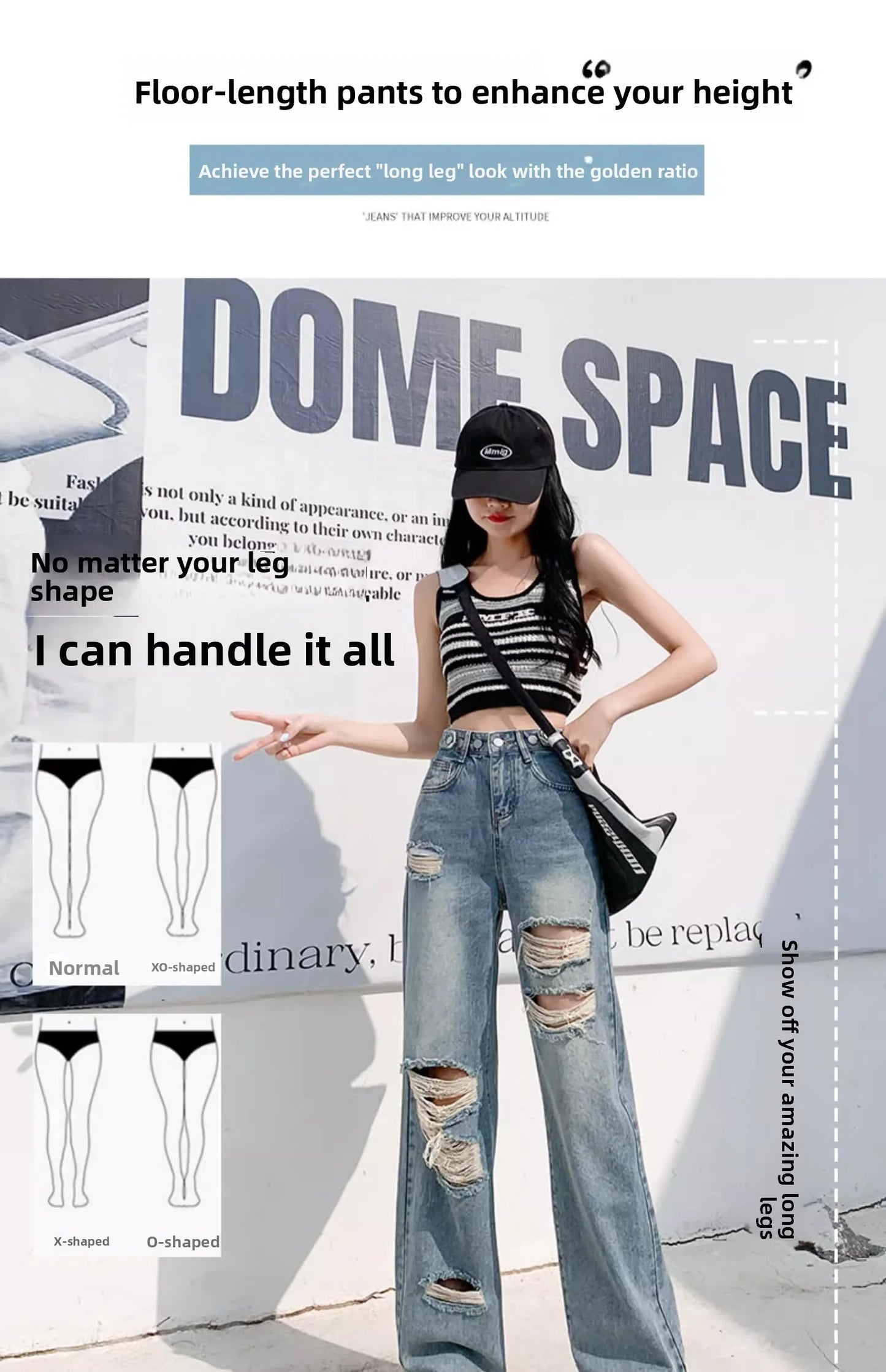 Trendy Ripped Straight Leg Jeans Women's Spring Summer High Waist Loose Wide Leg Pants Slimming Design Casual Denim Jeans