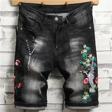 Men's Jeans Summer Dragon Embroidery Denim Shorts Fashion Street Styles Slim Fit Half Length Jean