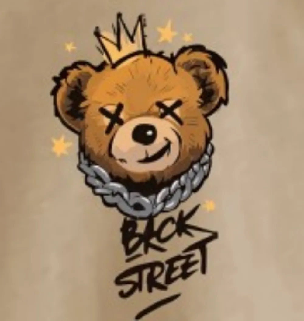 European and American men's fashionable summer bear letter print comfortable and breathable round neck T-shirt outdoor street to