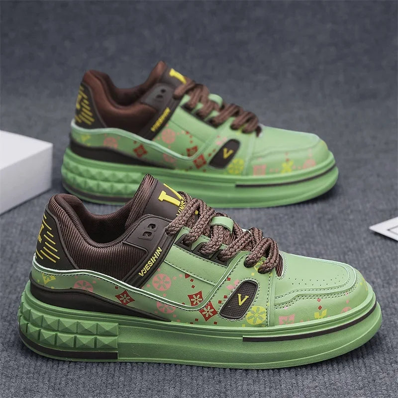 Sneaker Casual Men Designer Easy Matching Board Shoes Fashion Microfiber Leather Breathable Height Increased Flat Platform Shoes