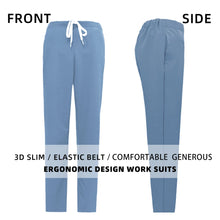 Unisex Printed 100% Cotton Scrub Top and Solid Stretch Pants Medical Uniform for Hospital Staff Nurses Doctor