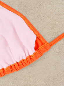 2Pcs Sexy Bikini Swimsuit For Women Solid Color Swimwear Summer Bathing Suits Females Backless Beachwear Halter Swimwear
