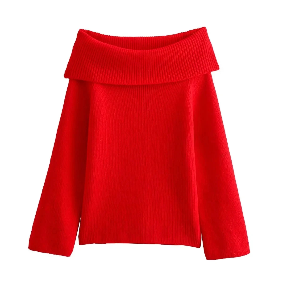 HH Women Fashion Solid Off Shoulder Sweater Long Sleeve Knitted Pullover Sweater Autumn Female Casual Knitwear Chic Top