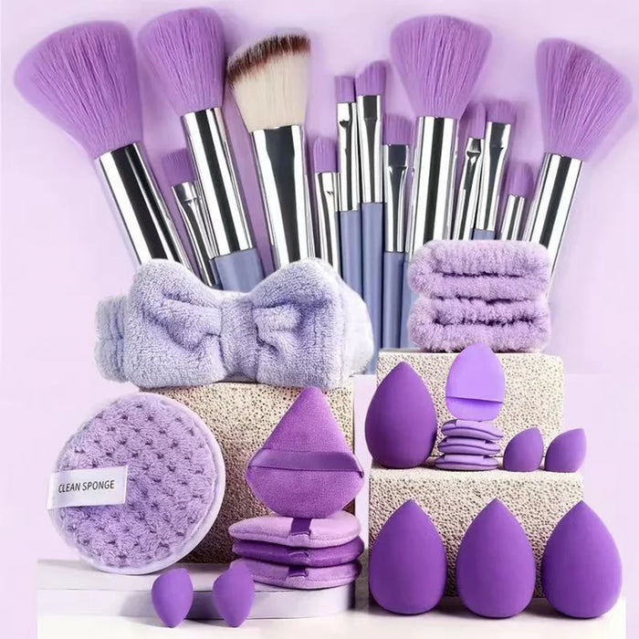 Kit de maquillage beauté 33 pièces avec éponges de maquillage grandes et petites pour une application parfaite et un démaquillage complet